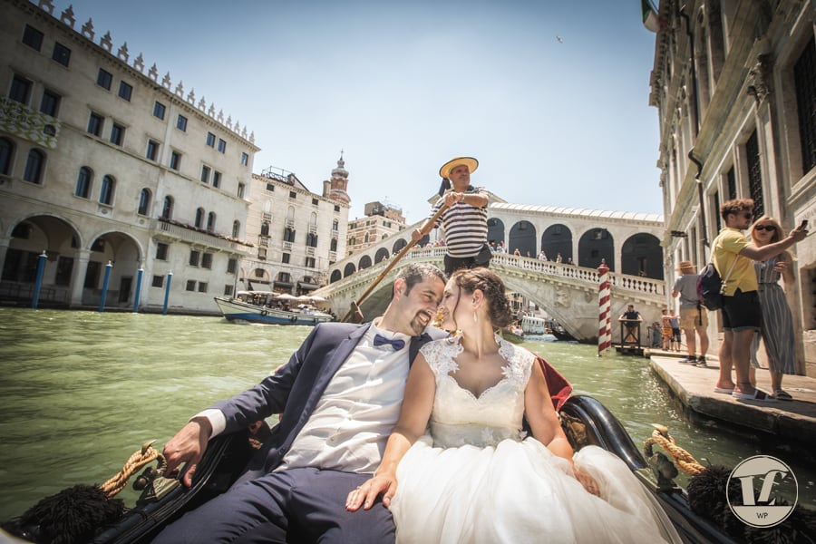 Intimate wedding gondola ride